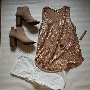 Sequenced brown tank top